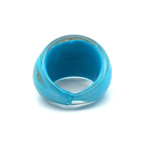 Handmade Glass Acrylic Ring Golden of Azure Horizon Infinity Band