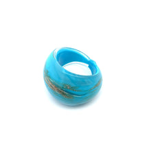 Handmade Glass Acrylic Ring Golden of Azure Horizon Infinity Band