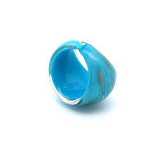 Handmade Glass Acrylic Ring Golden of Azure Horizon Infinity Band