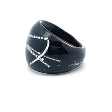 Handmade Glass Acrylic Ring Noir Veil Silver Shadow Infinity Band