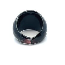 Handmade Glass Acrylic Ring Noir Veil Silver Shadow Infinity Band