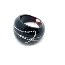 Handmade Glass Acrylic Ring Noir Veil Silver Shadow Infinity Band