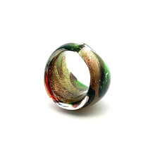 Handmade Glass Acrylic Ring Golden Autumn Foliage Citrus Infinity Band