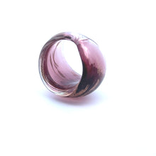 Handmade Glass Acrylic Ring Orchid's Golden Radiance Infinity Band