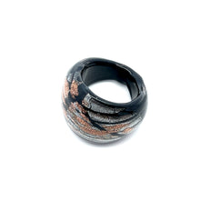 Handmade Glass Acrylic Ring Frosted Silver & Gilded Black Infinity Band