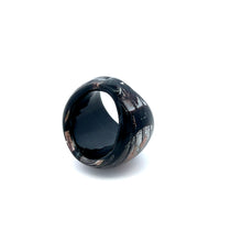 Handmade Glass Acrylic Ring Frosted Silver & Gilded Black Infinity Band