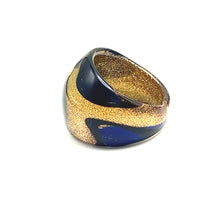 Handmade Glass Acrylic Ring Floral Golden Navy Veils and Infinity Band