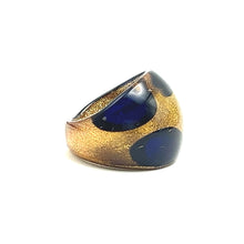 Handmade Glass Acrylic Ring Floral Golden Navy Veils and Infinity Band