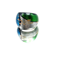 Handmade Glass Acrylic Ring Aqua's Radiance and Artistry Infinity Band