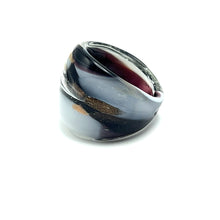 Handmade Glass Acrylic Ring Gilded Elegance Monochrome's Infinity Band