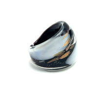 Handmade Glass Acrylic Ring Gilded Elegance Monochrome's Infinity Band