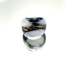 Handmade Glass Acrylic Ring Gilded Elegance Monochrome's Infinity Band