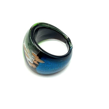 Handmade Glass Acrylic Ring Artistry with Aqua Radiance Infinity Band