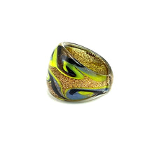 Handmade Glass Acrylic Ring Arabesque's Chromatic Golden Infinity Band