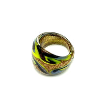 Handmade Glass Acrylic Ring Arabesque's Chromatic Golden Infinity Band