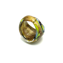 Handmade Glass Acrylic Ring Arabesque's Chromatic Golden Infinity Band