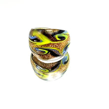 Handmade Glass Acrylic Ring Arabesque's Chromatic Golden Infinity Band