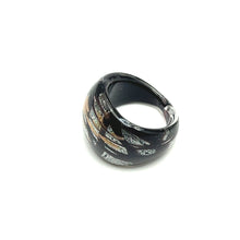 Handmade Glass Acrylic Ring Silver Stroke Artistic Band