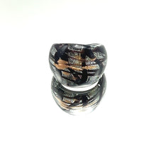 Handmade Glass Acrylic Ring Silver Stroke Artistic Band