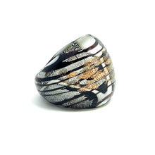 Handmade Glass Acrylic Ring Radiance of Silver Noir Infinity Band