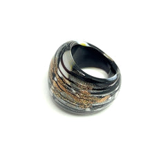 Handmade Glass Acrylic Ring Radiance of Silver Noir Infinity Band