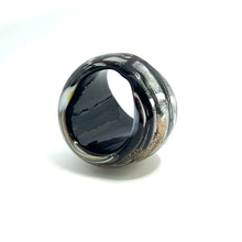 Handmade Glass Acrylic Ring Radiance of Silver Noir Infinity Band