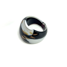 Handmade Glass Acrylic Ring Monochrome's Gilded Elegance's Infinity Band