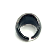 Handmade Glass Acrylic Ring Urban Edge Silvery Streak Infinity Band