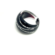 Handmade Glass Acrylic Ring Urban Edge Silvery Streak Infinity Band