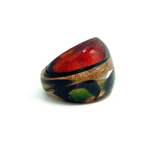 Handmade Glass Acrylic Ring Citrus Autumn Foliage Golden Infinity Band