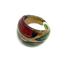 Handmade Glass Acrylic Ring Citrus Autumn Foliage Golden Infinity Band