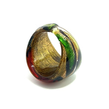 Handmade Glass Acrylic Ring Citrus Autumn Foliage Golden Infinity Band