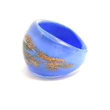 Handmade Glass Acrylic Ring Opulence Gilded Azure Infinity Band