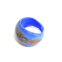 Handmade Glass Acrylic Ring Opulence Gilded Azure Infinity Band