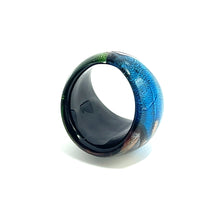 Handmade Glass Acrylic Ring Radiance and Artistry in Aqua Infinity Band