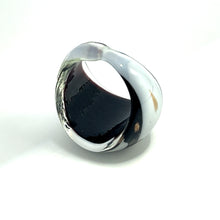 Handmade Glass Acrylic Ring Monochrome Gilded Elegance's Infinity Band