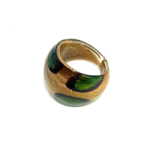 Handmade Glass Acrylic Ring Golden Bloom Meadow Infinity Band