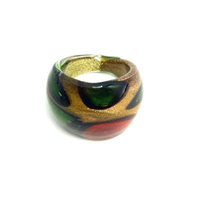 Handmade Glass Acrylic Ring Autumnal Foliage Citrus Golden Infinity Band