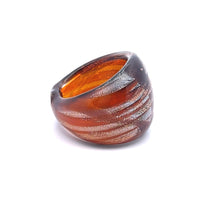 Handmade Glass Acrylic Ring Amber Luster Silver Radiance Infinity Band