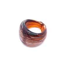 Handmade Glass Acrylic Ring Amber Luster Silver Radiance Infinity Band