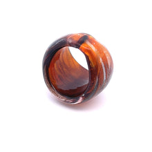 Handmade Glass Acrylic Ring Amber Luster Silver Radiance Infinity Band