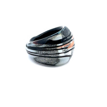 Handmade Glass Acrylic Ring Silver Radiance's Noir Infinity Band