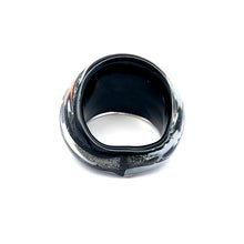 Handmade Glass Acrylic Ring Silver Radiance's Noir Infinity Band