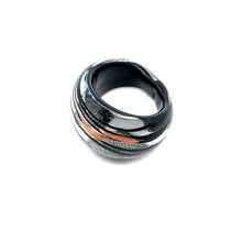 Handmade Glass Acrylic Ring Silver Radiance's Noir Infinity Band