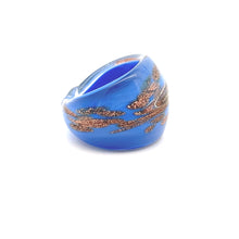 Handmade Glass Acrylic Ring Gilded Opulence in Azure Infinity Band