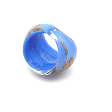 Handmade Glass Acrylic Ring Gilded Opulence in Azure Infinity Band