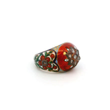 18K Yellow Gold Mughal Meenakari Ring | Rose-Cut Polki Diamond | Handcrafted Indian Heritage Statement Jewelry