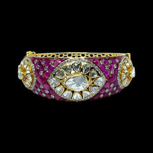 14K Yellow Gold Diamond Polki Open Cuff Bangle – Royal Wristwear Kundan-Meena Collection