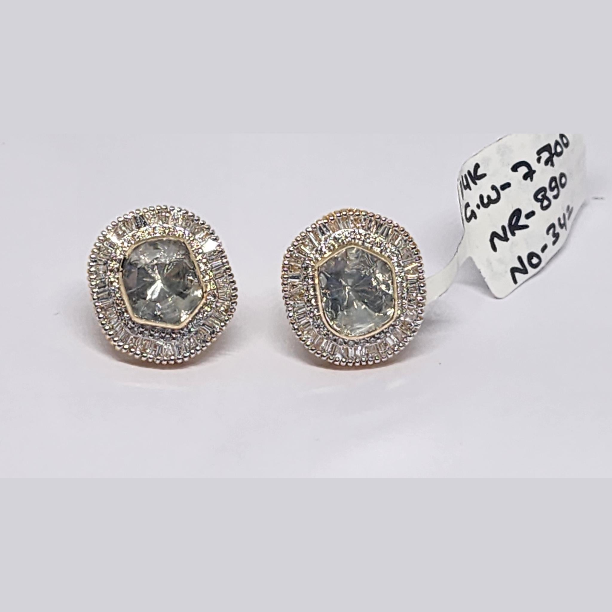 14K Yellow Gold Diamond Polki Earrings – Subtle Elegance Reflecting Mughal Craft Influence
