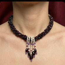Natural Garnet Pearl Amethyst Birthstone Handmade Necklace